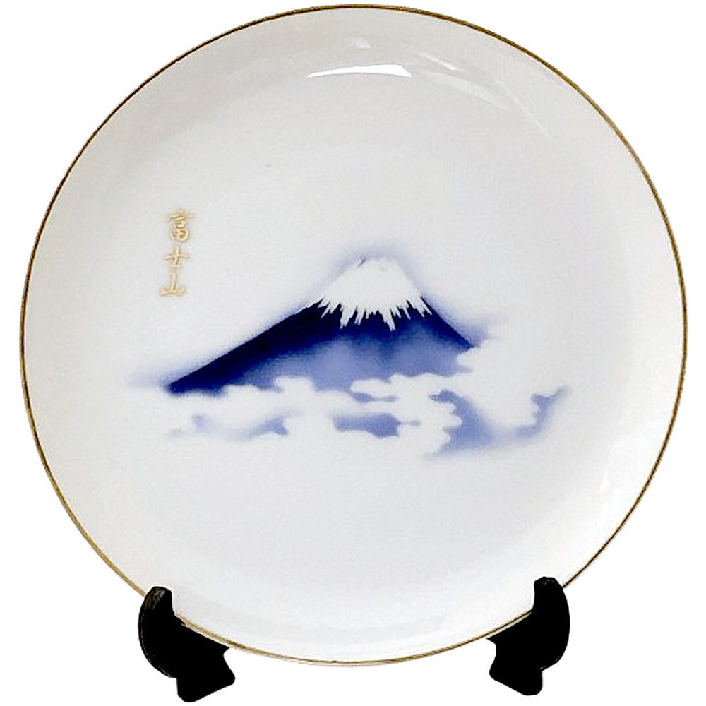 楽天市場】富士山 絵皿 スタンド付き インテリア 飾り 白磁 丸皿 16cm