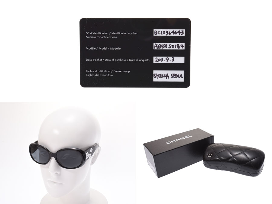 CHANEL サングラス カメリア ココマーク 5113 ブラック ホワイト 黒