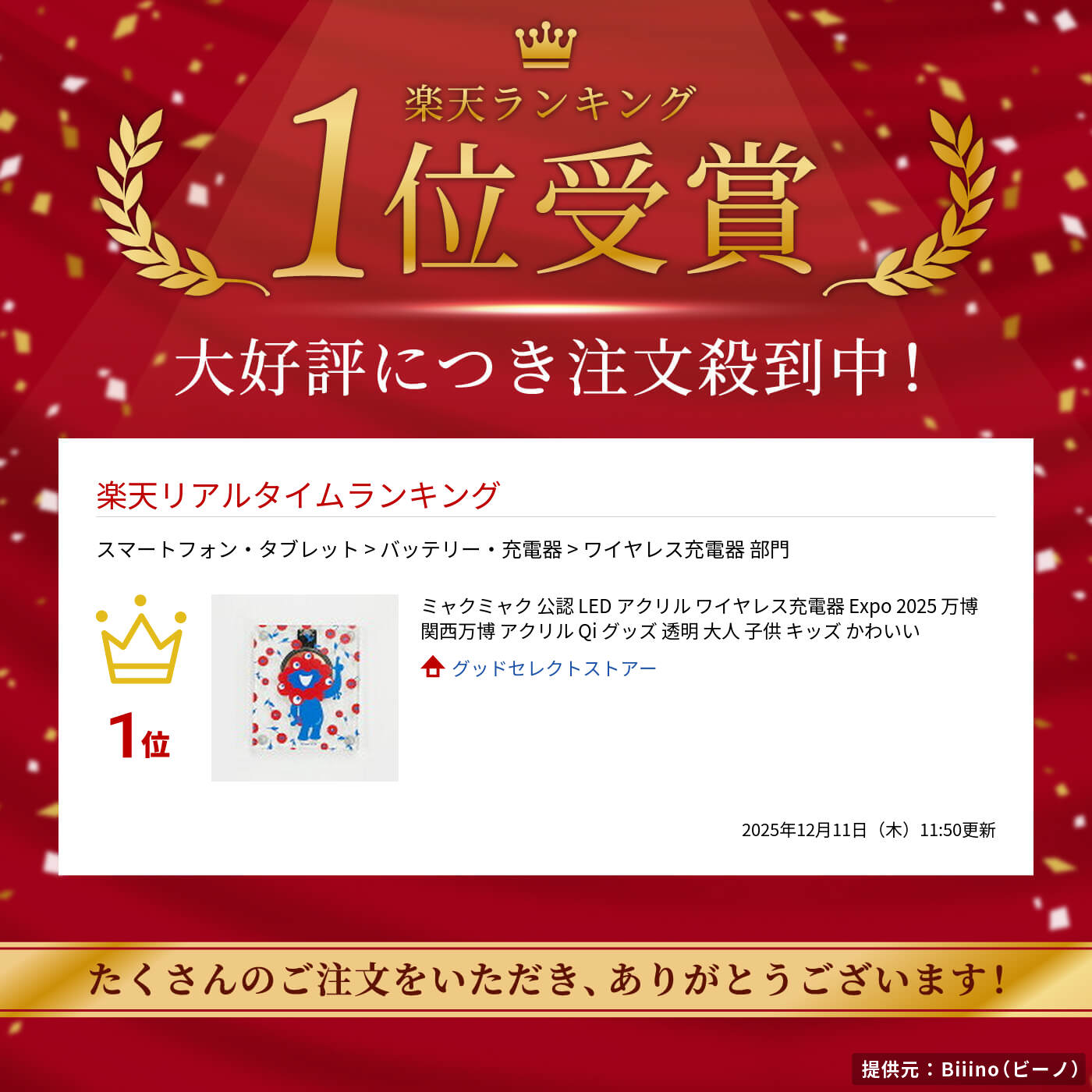 楽天市場】ミャクミャク 公認 LED アクリル ワイヤレス充電器 Expo