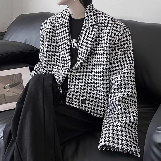 楽天市場】千鳥格子 チェック柄 テーラードジャケット メンズ モード系