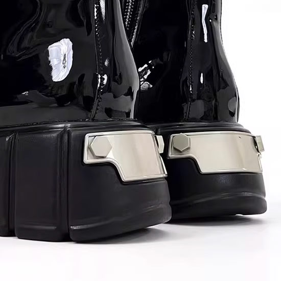 楽天市場】厚底ブーツ メンズ +7cm V系 エナメルブーツ 本革 レザー