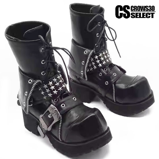 楽天市場】ブーツ メンズ スタッズブーツ 本革 レザー モード系 ブーツ