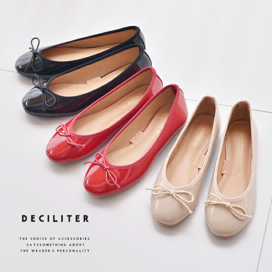 楽天市場】バレエシューズ エナメル リボン フラット パンプス