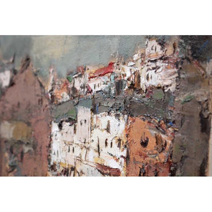 楽天市場】絵画 友成晴雄 油絵・油彩画 『街角 ブルージュ』 建造物 街