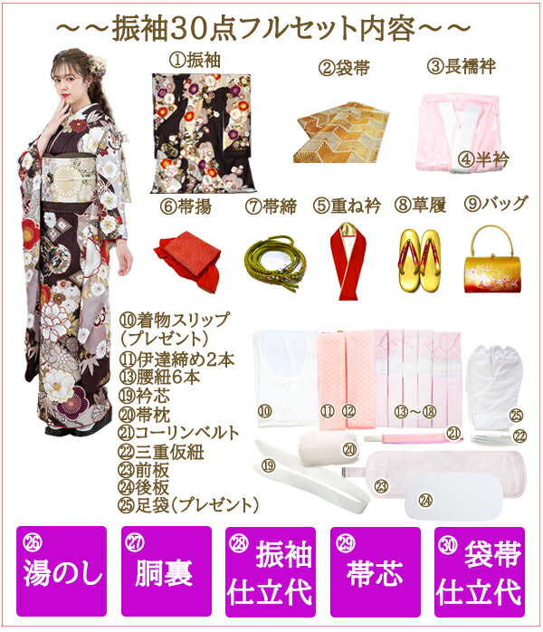 楽天市場】手描き 辻が花 京友禅 正絹 振袖 30点 セット エンジ 成人式