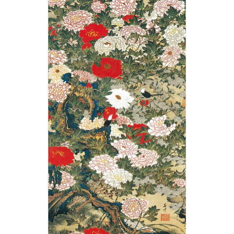 楽天市場】伊藤若冲 動植綵絵 牡丹小禽図 高級仕様 額 美術品