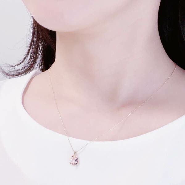 楽天市場】K18PG モルガナイトペンダント 0.8ct ペアシェイプ 45cm