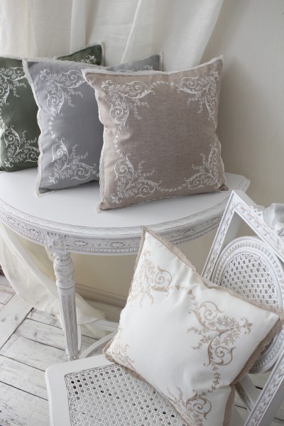 楽天市場】(SALE30%OFF) クッションカバー 刺繍 コットン ナチュラル 3