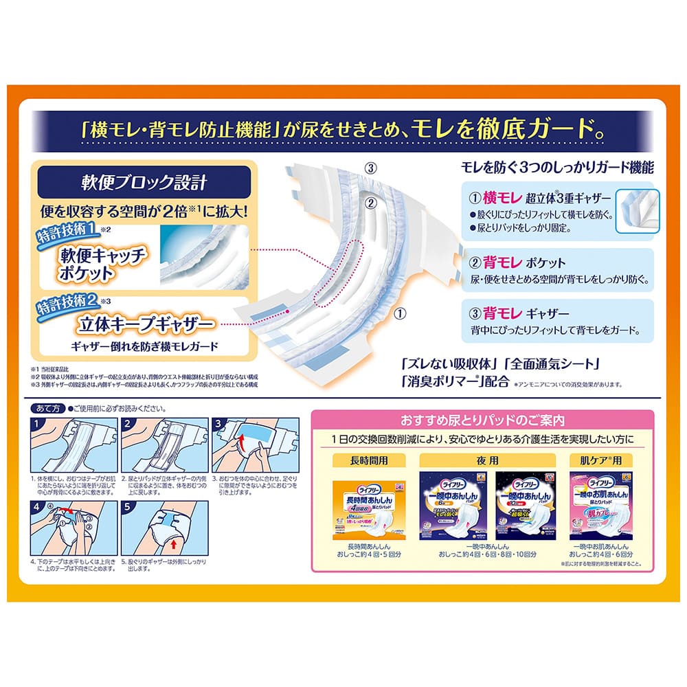 楽天市場】ライフリー 横モレあんしんテープ止めM20枚 ユニ・チャーム