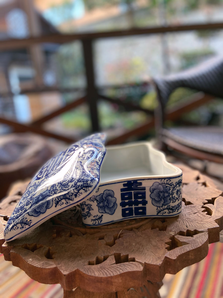 楽天市場】シノワズリ 陶箱 ダブルハピネス 寿紋 Blue & White 囍 双喜