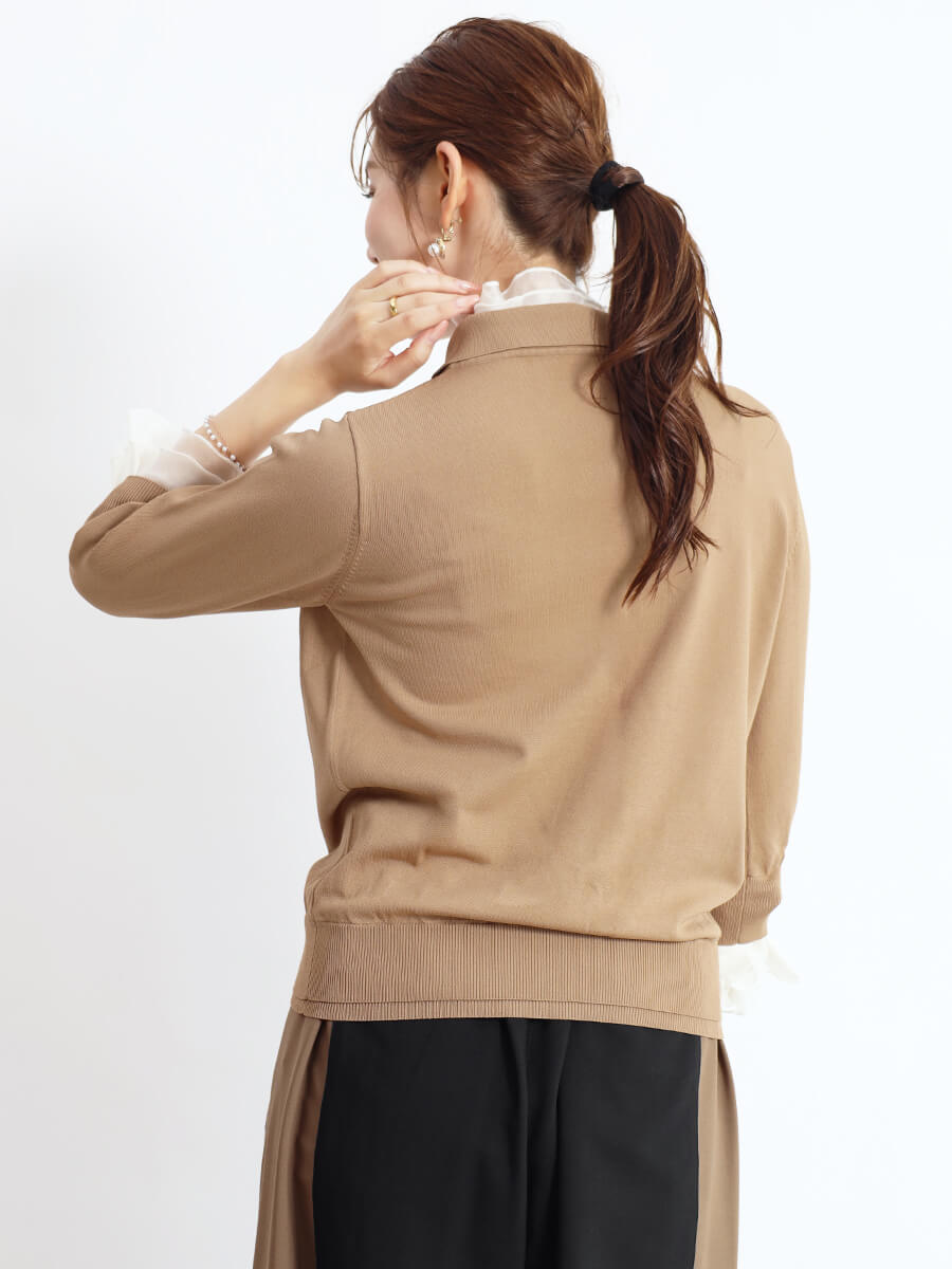 楽天市場】FENNEL フェンネル フリル付きポロ襟カーディガン トップス