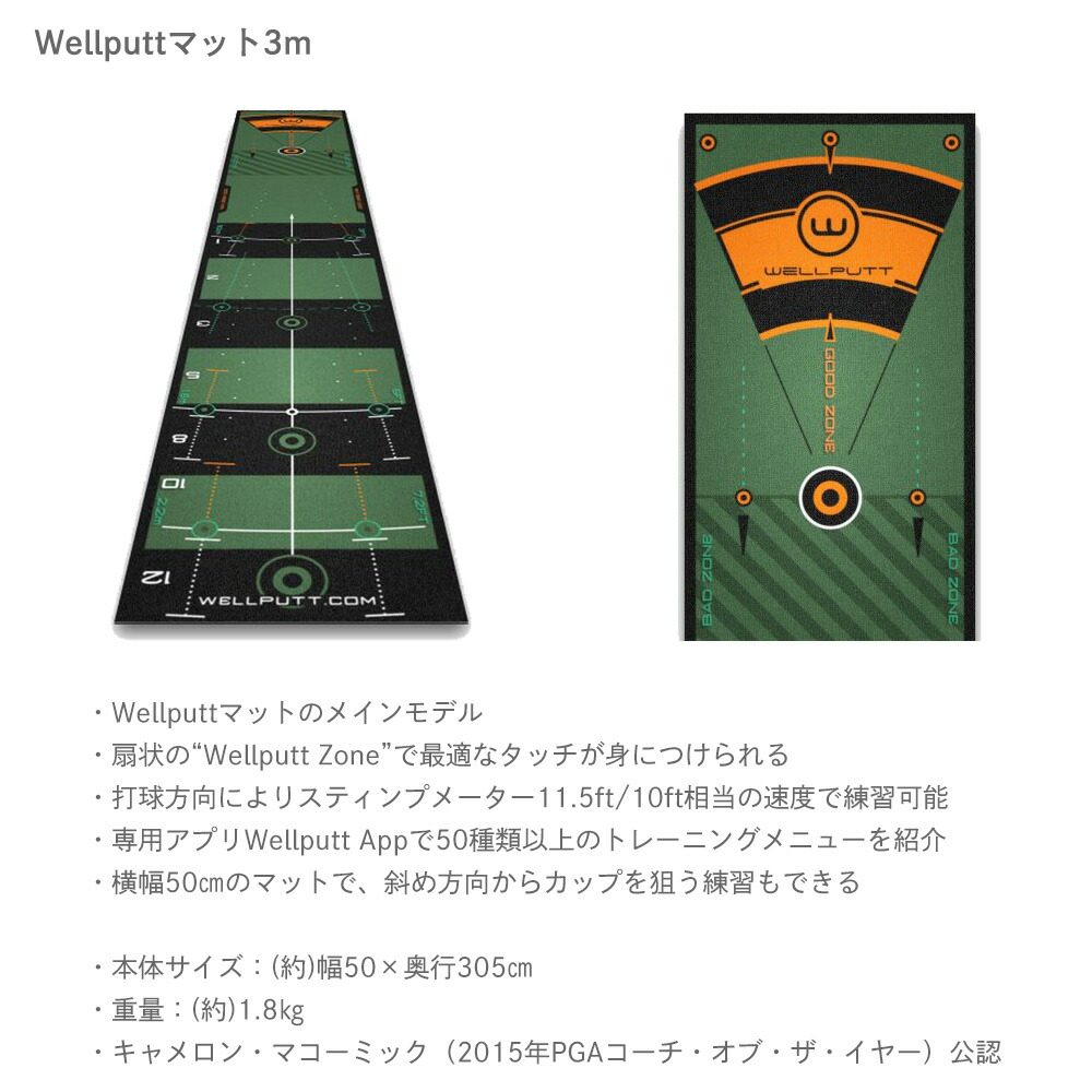 楽天市場】【日本正規品】Wellputt/ウェルパットパターマット 3m GREEN