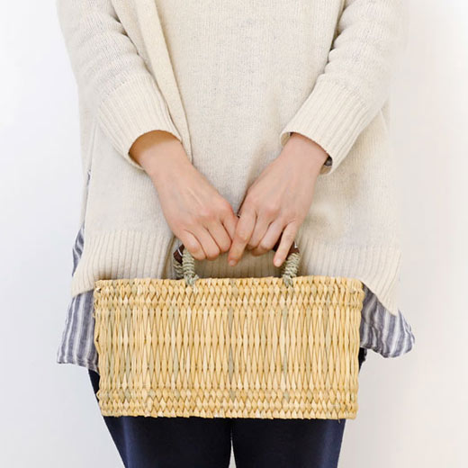 楽天市場】松野屋 ストロー革手横長カゴ S モロッコ バスケット 収納