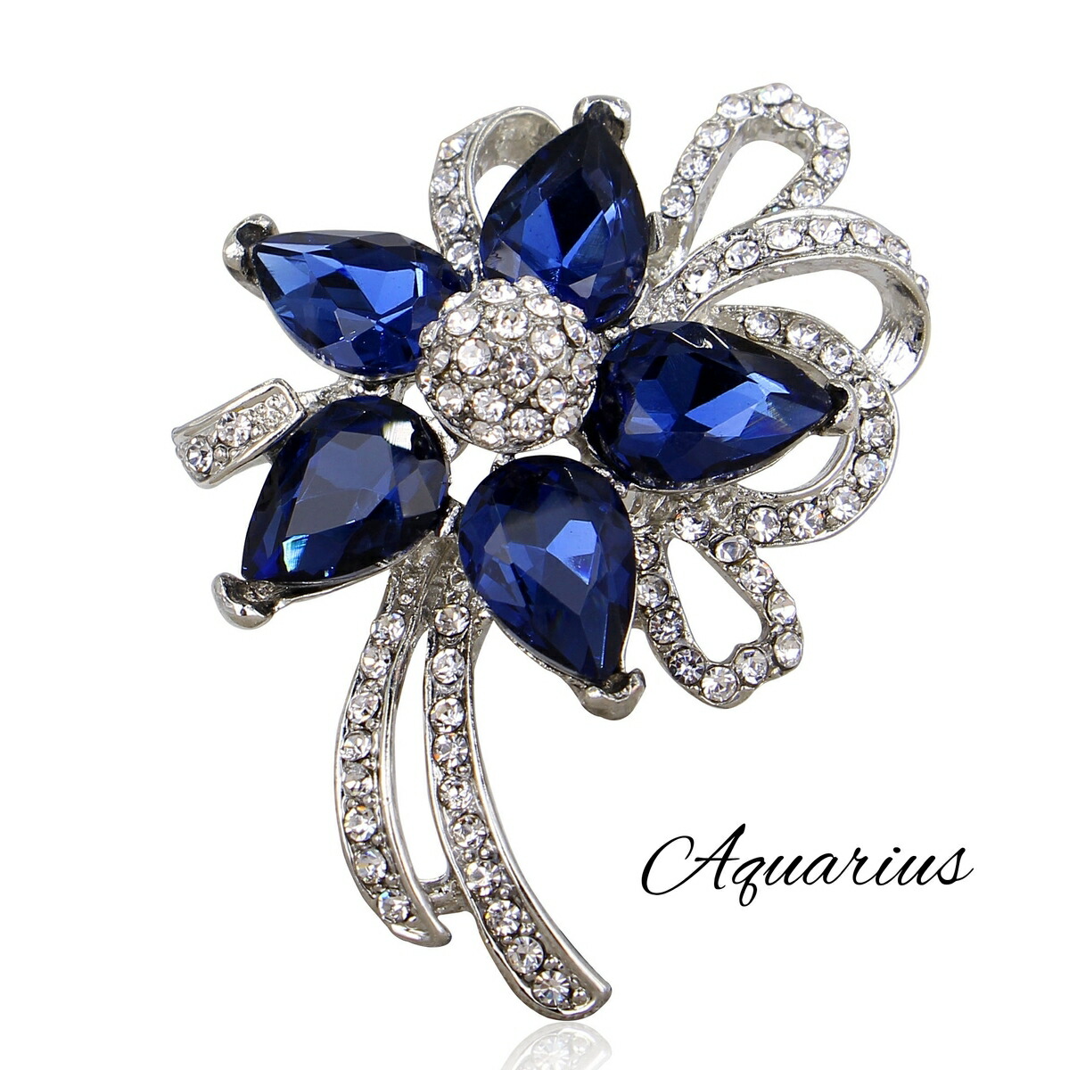 楽天市場】スワロフスキー ブルー フラワー ブローチ : Aquarius