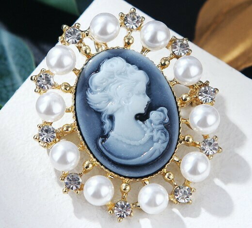 楽天市場】パール キュービックジルコニア カメオ ブローチ2カラー