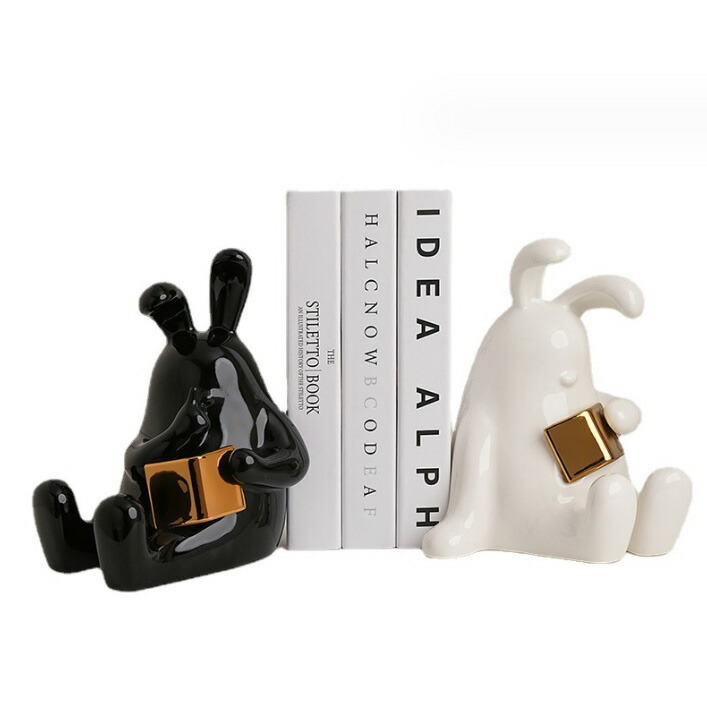楽天市場】【groceries436】ブックエンド うさぎ ブックスタンド