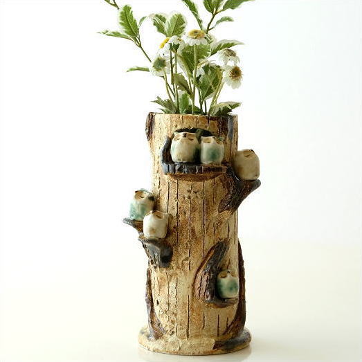 楽天市場】花瓶 陶器 フラワーベース フクロウ 瀬戸焼 花器 一輪挿し