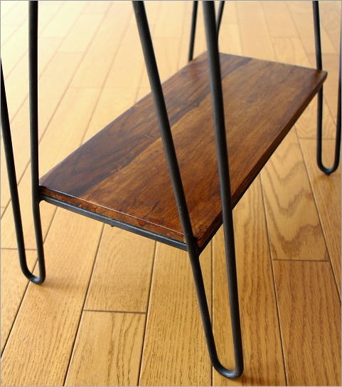 楽天市場】サイドテーブル 木製 アイアン ベッド ソファ 棚付き