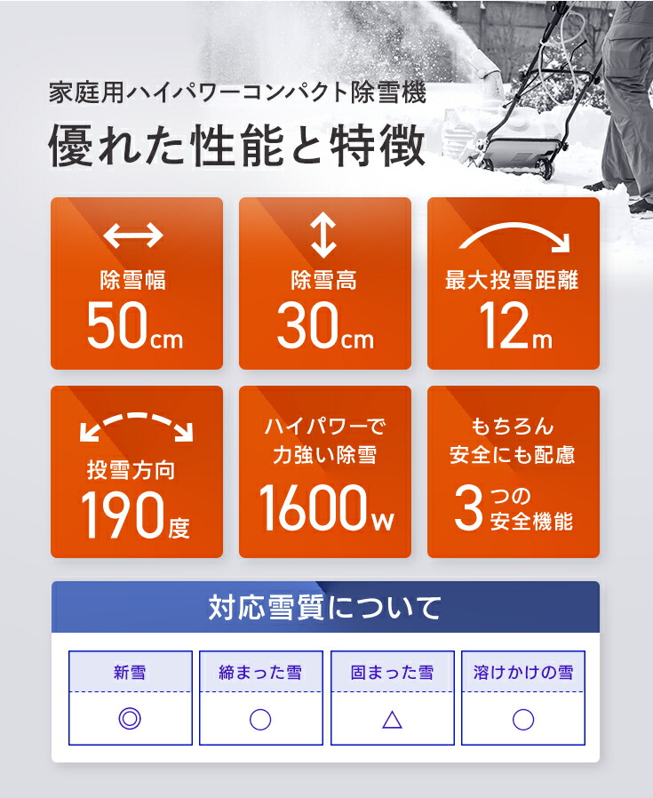 楽天市場】ハイガー 電動除雪機 小型 家庭用 コード式 軽量 手押し式
