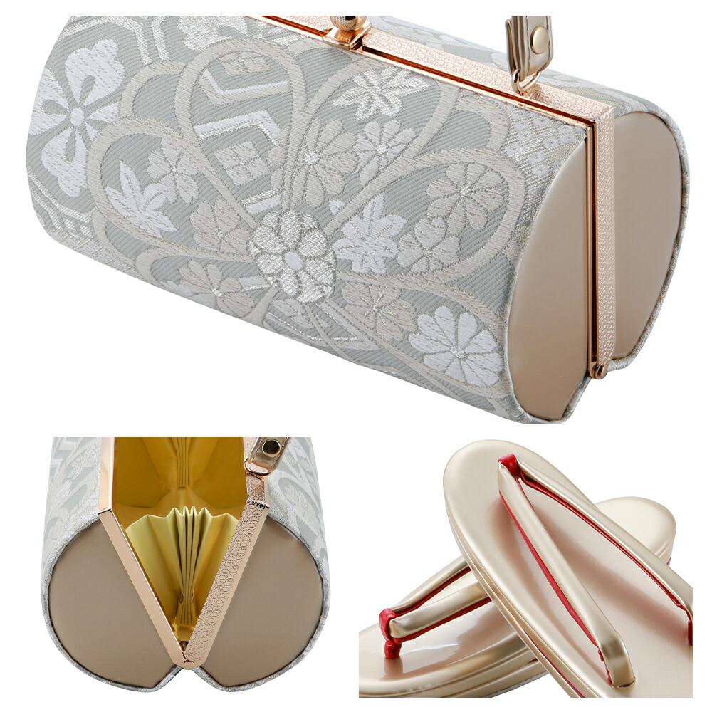 楽天市場】振袖用 くすみカラー 帯地 草履バッグセット フリーサイズ