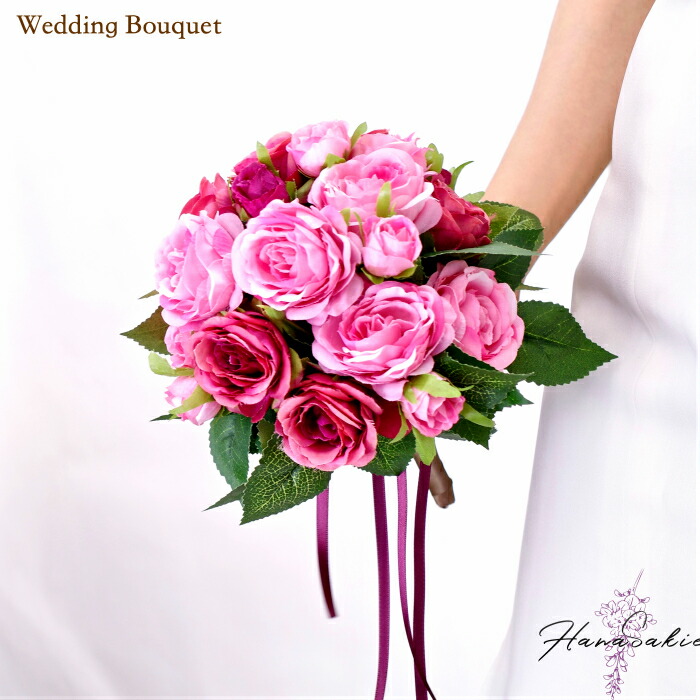 スモーキーピンクローズのシングルブーケ 韓国ブーケ ウェディング