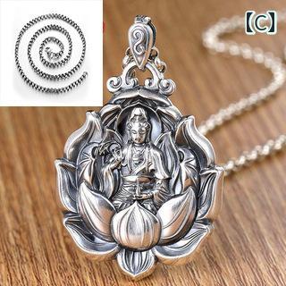楽天市場】仏教 ネックレス ペンダント 観音菩薩 シルバー 弥勒仏 蓮