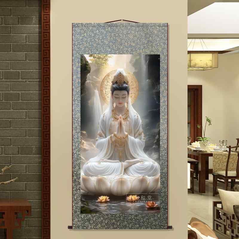 楽天市場】観音菩薩 掛け軸 絵画 レトロ 古風 和風 インテリア 蓮華