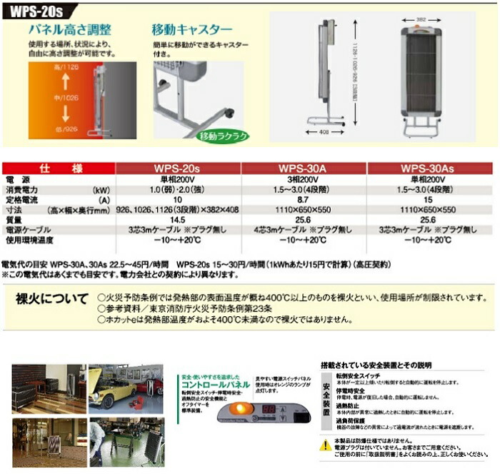 楽天市場】静岡製機 ホカットe遠赤外線電気ヒーター WPS-20s ≪スリム