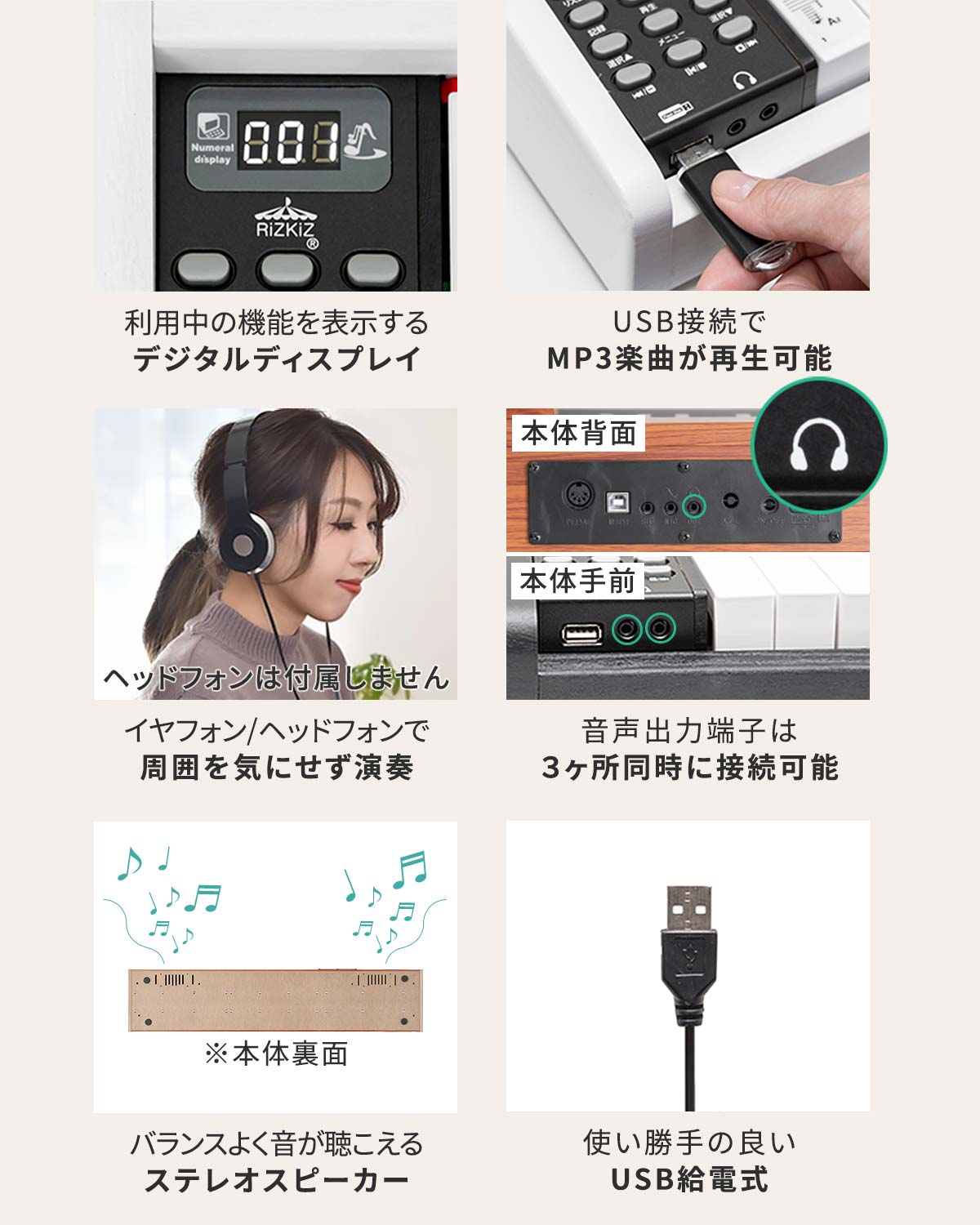 楽天市場】【3/1ワンダフルデー特価】RiZKiZ 電子ピアノ 88鍵盤