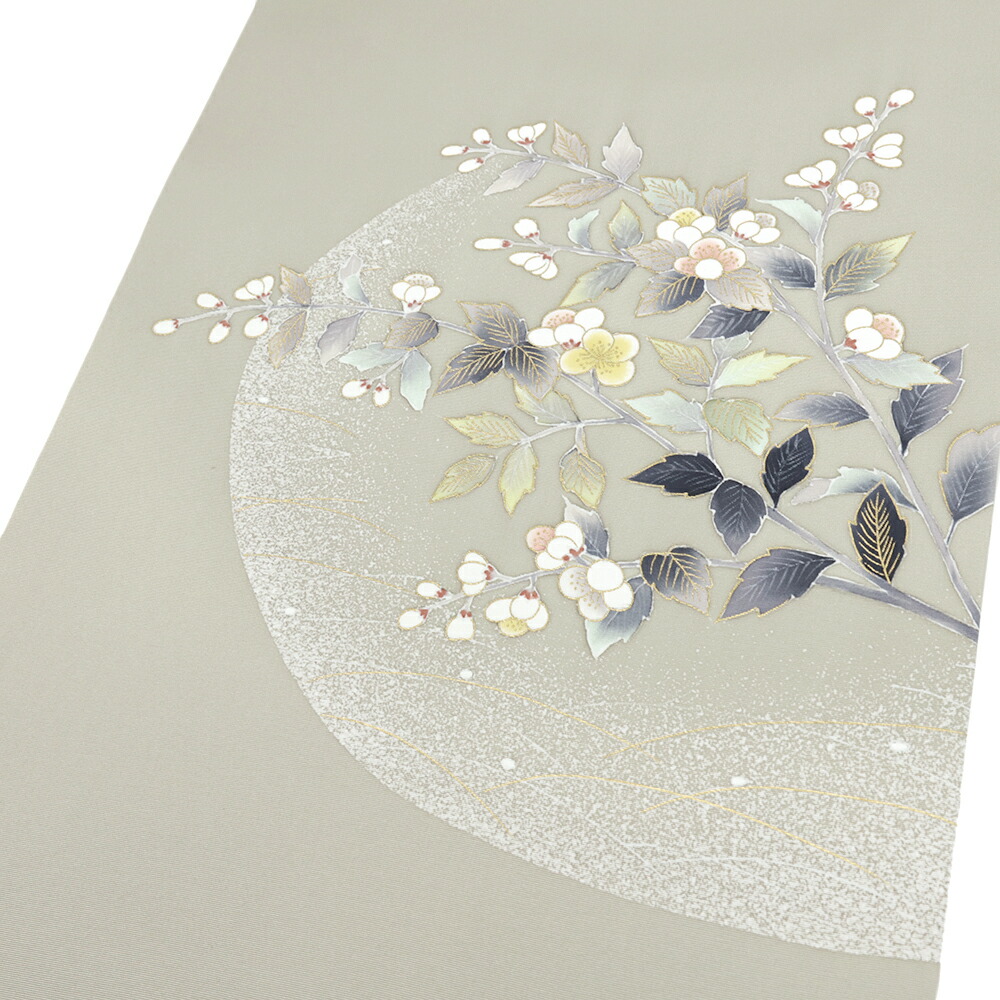 楽天市場】【 中古 】 名古屋帯 長尺 正絹 グレージュ 中古 未使用 花