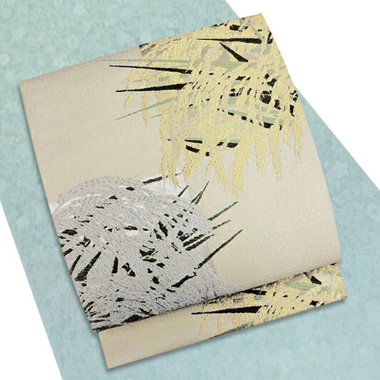 楽天市場】山口美術織物 袋帯 アイボリー 稲穂 新品 正絹 金糸 銀糸