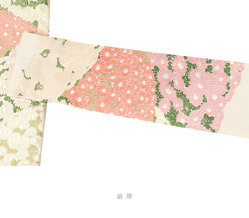 楽天市場】名古屋帯 山口美術織物 唐織 重陽菊 白 ピンク 赤 白 緑 花