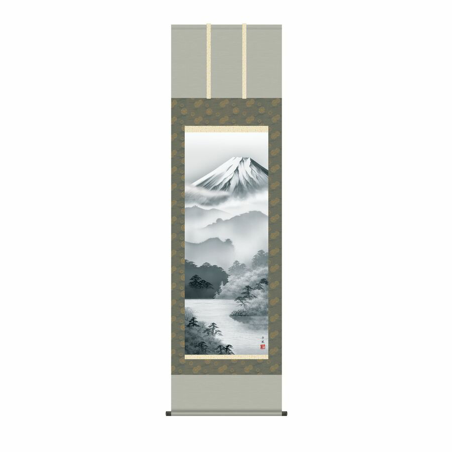 楽天市場】掛軸 三幸 山水画掛軸 富士閑寂 尺五 KZ1B2-066 熊谷千風
