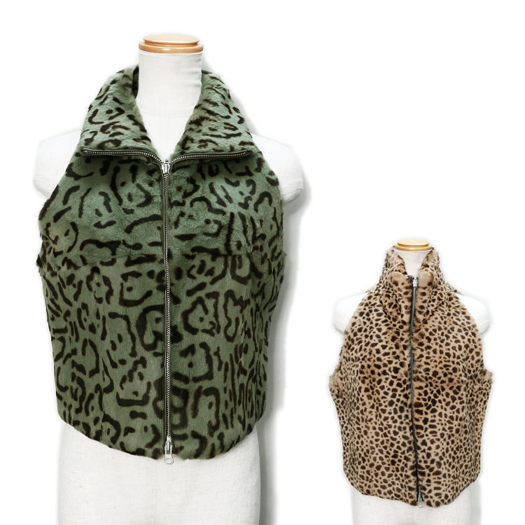 楽天市場】ラビット ファー ベスト アニマル柄 ヒョウ柄 レオパード