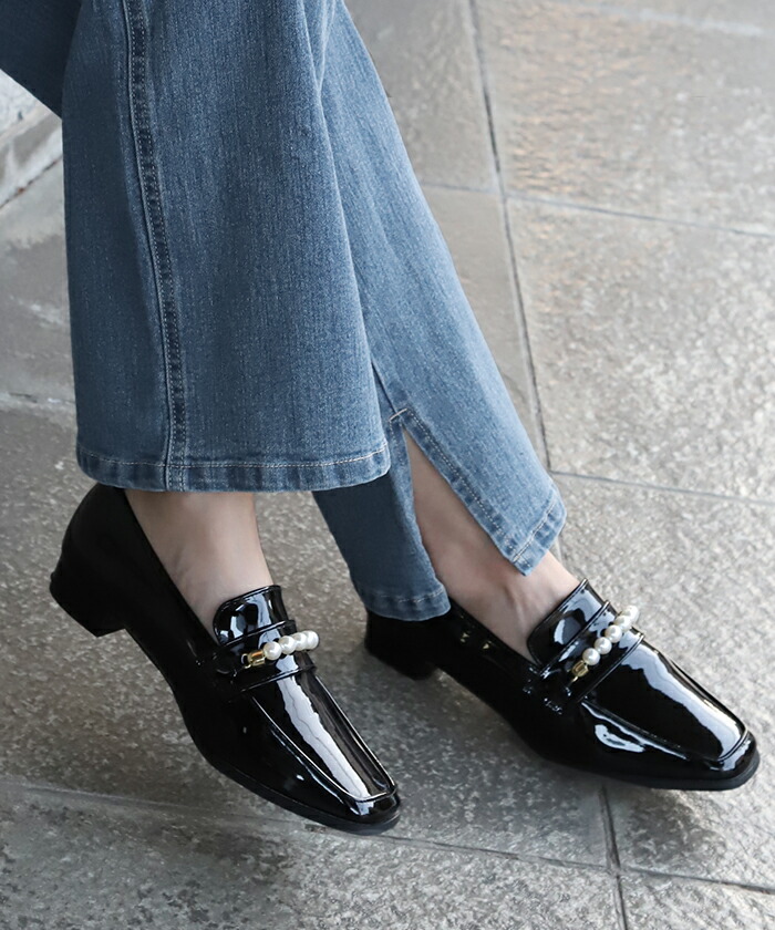 楽天市場】22.5cm 〜 24.5cm パールビット ローファー パール エナメル