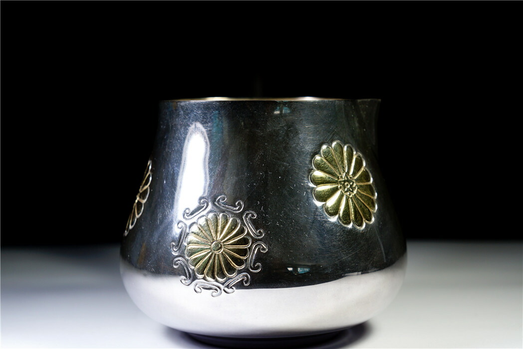 楽天市場】純銀細工 手作り菊文 横手コップ 木取手 純銀刻印 保証