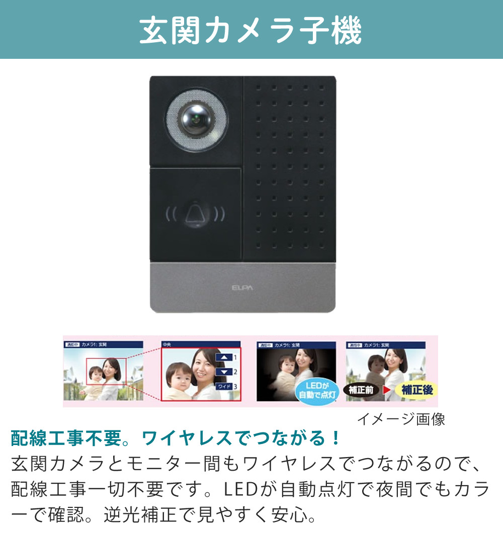 楽天市場】ELPA ワイヤレステレビドアホン DHS-SP2020 工事不要 カメラ