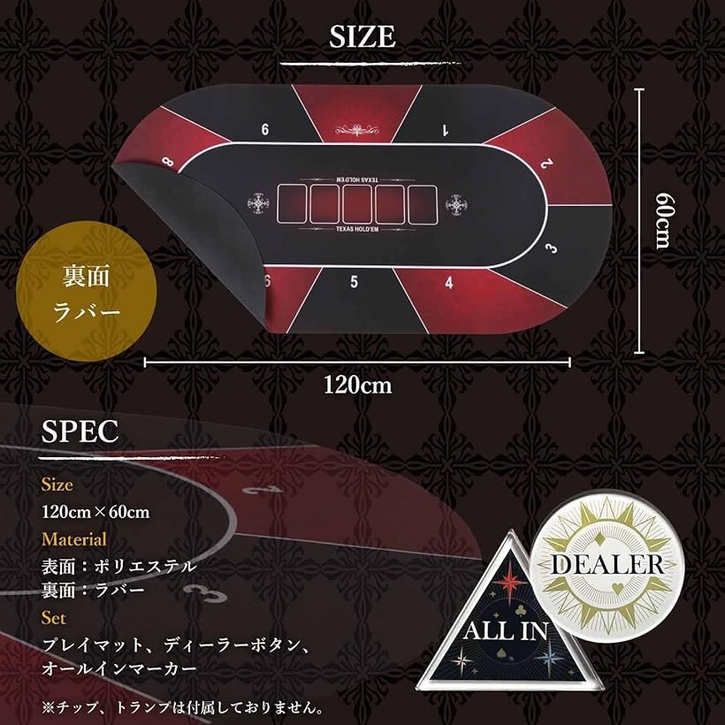 楽天市場】【楽天ランキング1位入賞】ポーカーマット 120cmx60cm