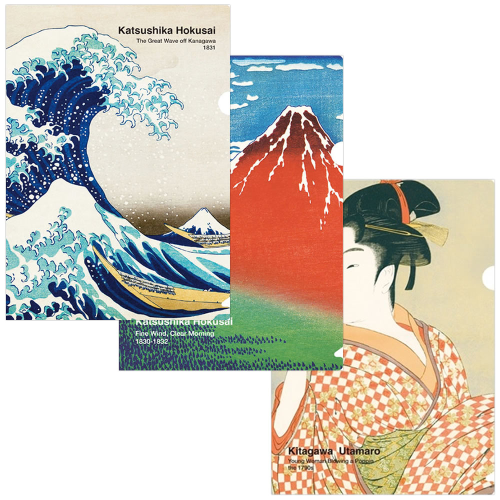 楽天市場】A4クリアホルダー 浮世絵3柄（3枚）セット 神奈川沖浪裏（縦