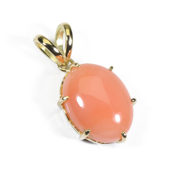 楽天市場】珊瑚 ピンク ガ-ネ珊瑚 ペンダント トップ K18 イエロー