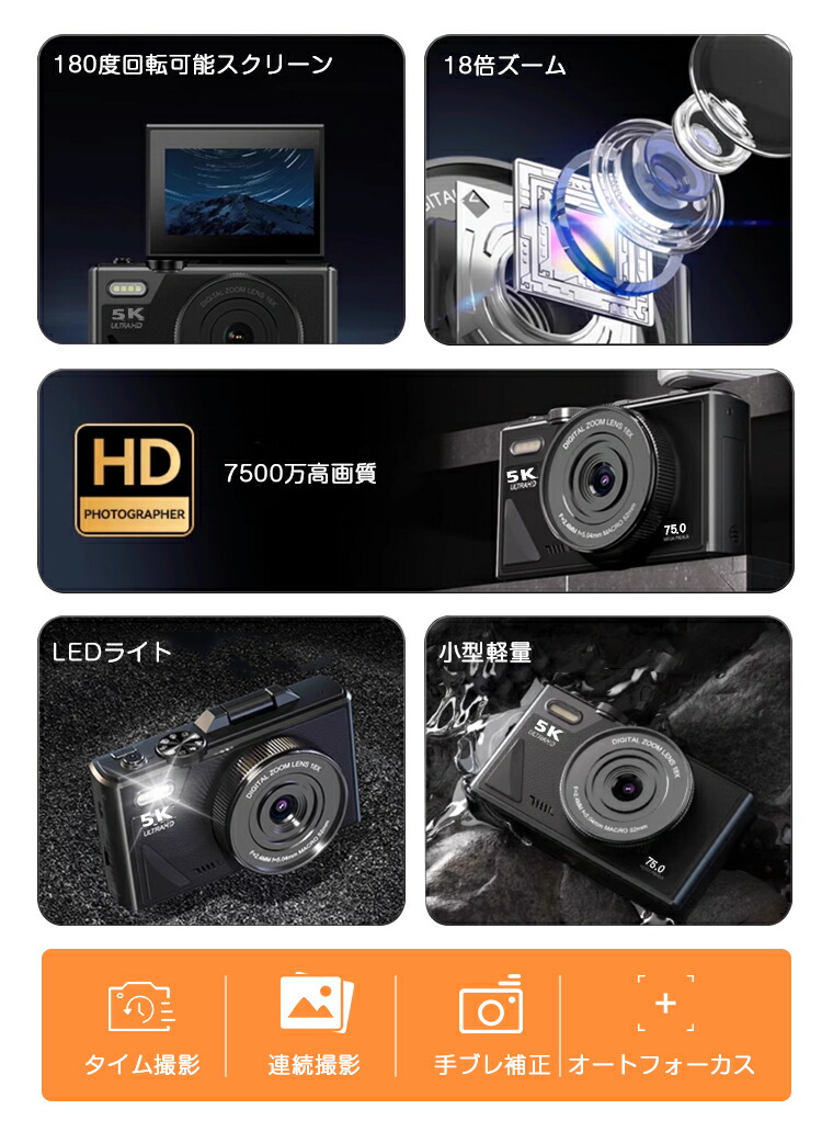 楽天市場】【180°回転スクリーン】デジカメ デジタルカメラ wifi対応