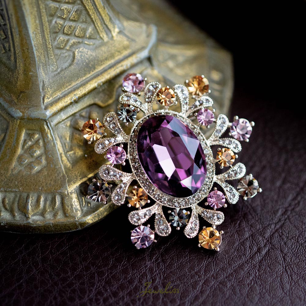 楽天市場】Jeweliss ジュエル ブローチ リーラ Leela クリスタル 紫