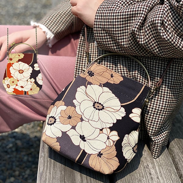 楽天市場】亥之吉 ベンリーがま口 [あねもね] だいだい すみ 2WAY