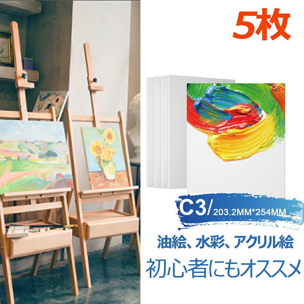 楽天市場】張りキャンバス「5枚」初心者向け「C3 203.2*254mm 」子供用