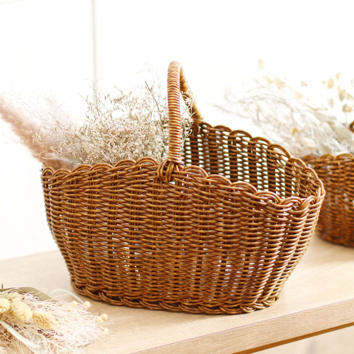 楽天市場】ユティル オーバルワンハンドルバスケットL 洗える かご