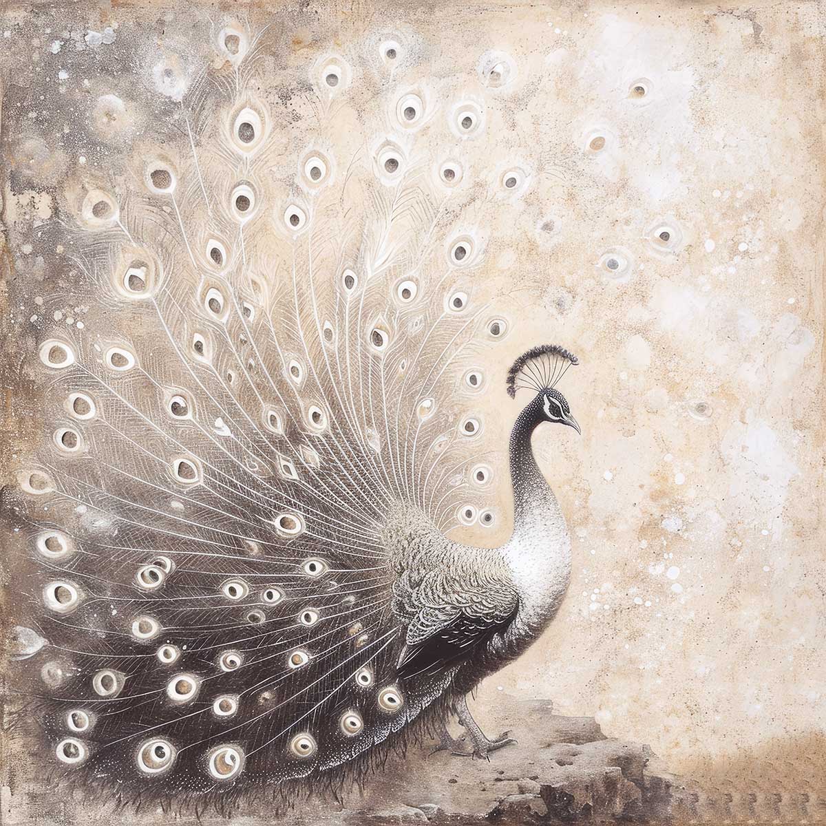 楽天市場】縁起物 孔雀 クジャク 正方形ポスター 豪華 絵画風 掛け軸風