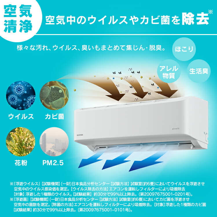 楽天市場】アイリスオーヤマ エアコン 6畳 2.2kw 内部清潔 空気清浄