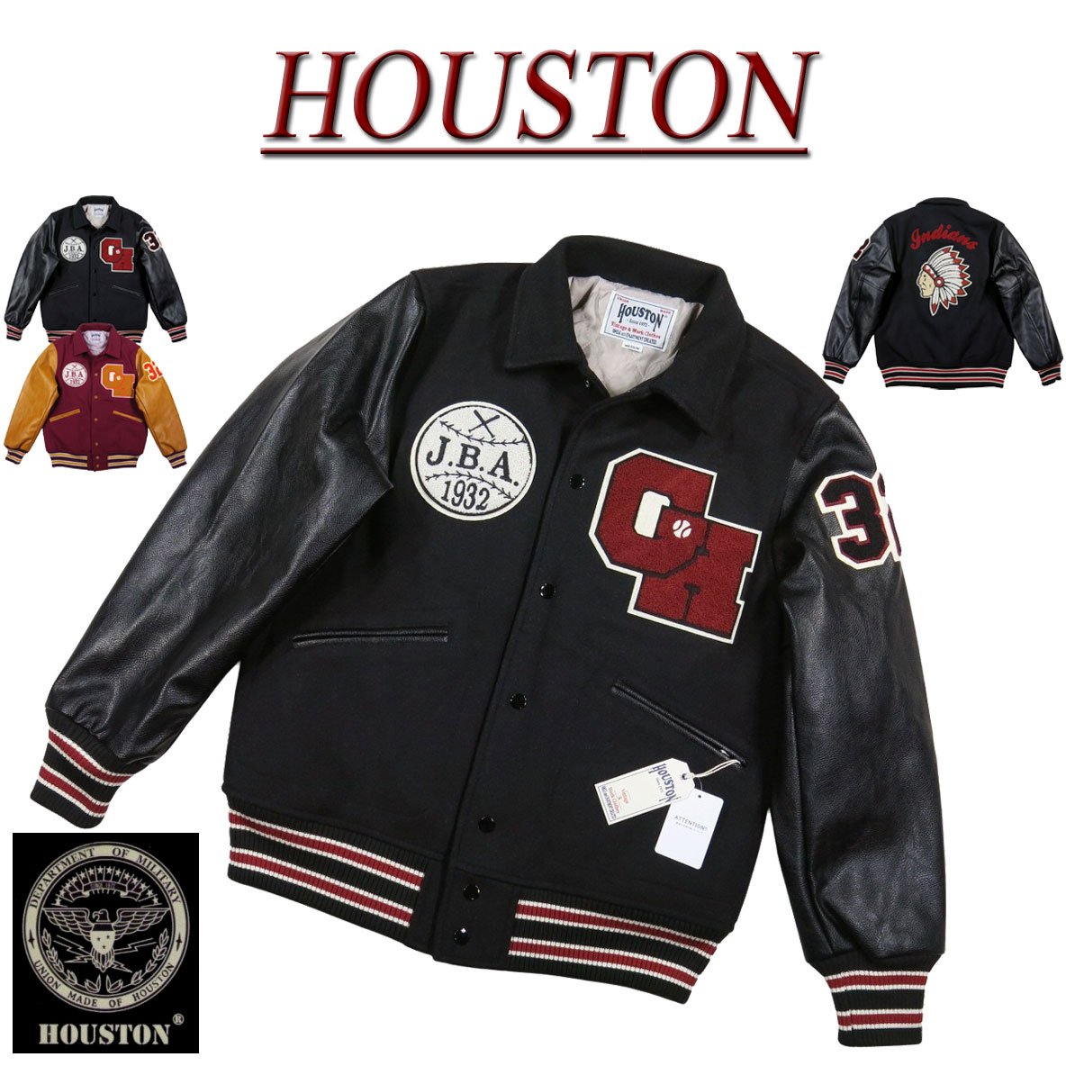 楽天市場】【2色4サイズ】 jf891 新品 HOUSTON さがら刺繍 INDIANS PU