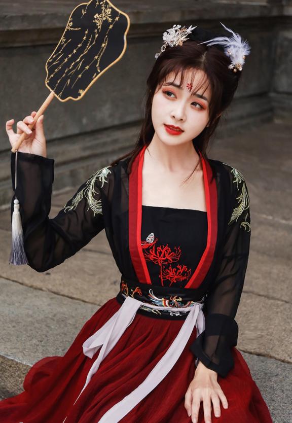 楽天市場】中国コスプレ衣装 黒赤系 羽織＋スカート 中国古代衣装 華流
