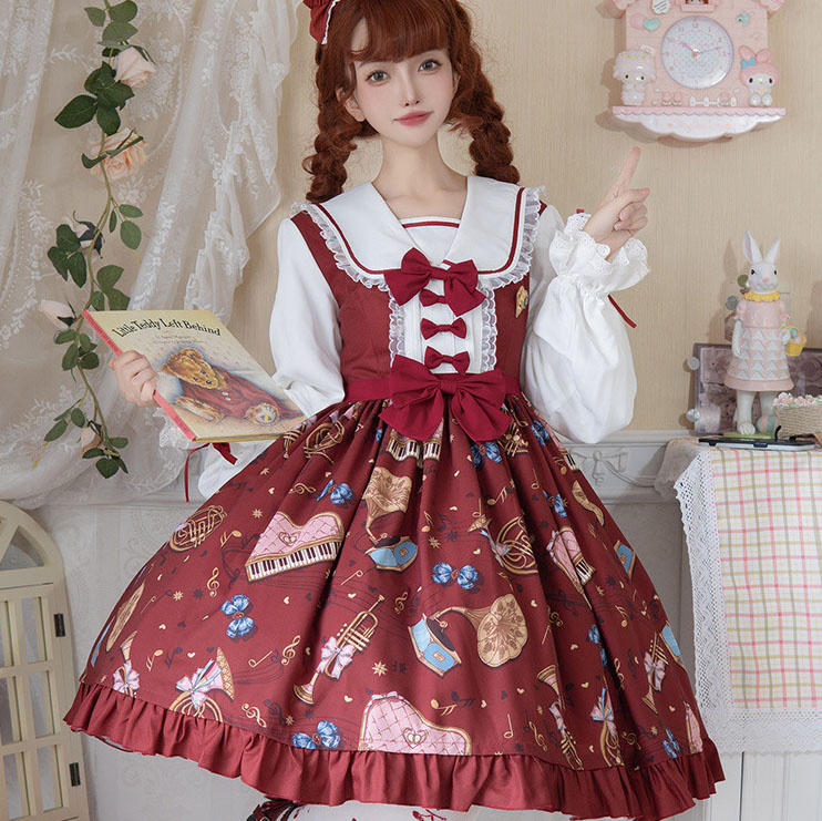 楽天市場】ロリータ ワンピース 長袖 マリン風 学院風 ゴスロリ